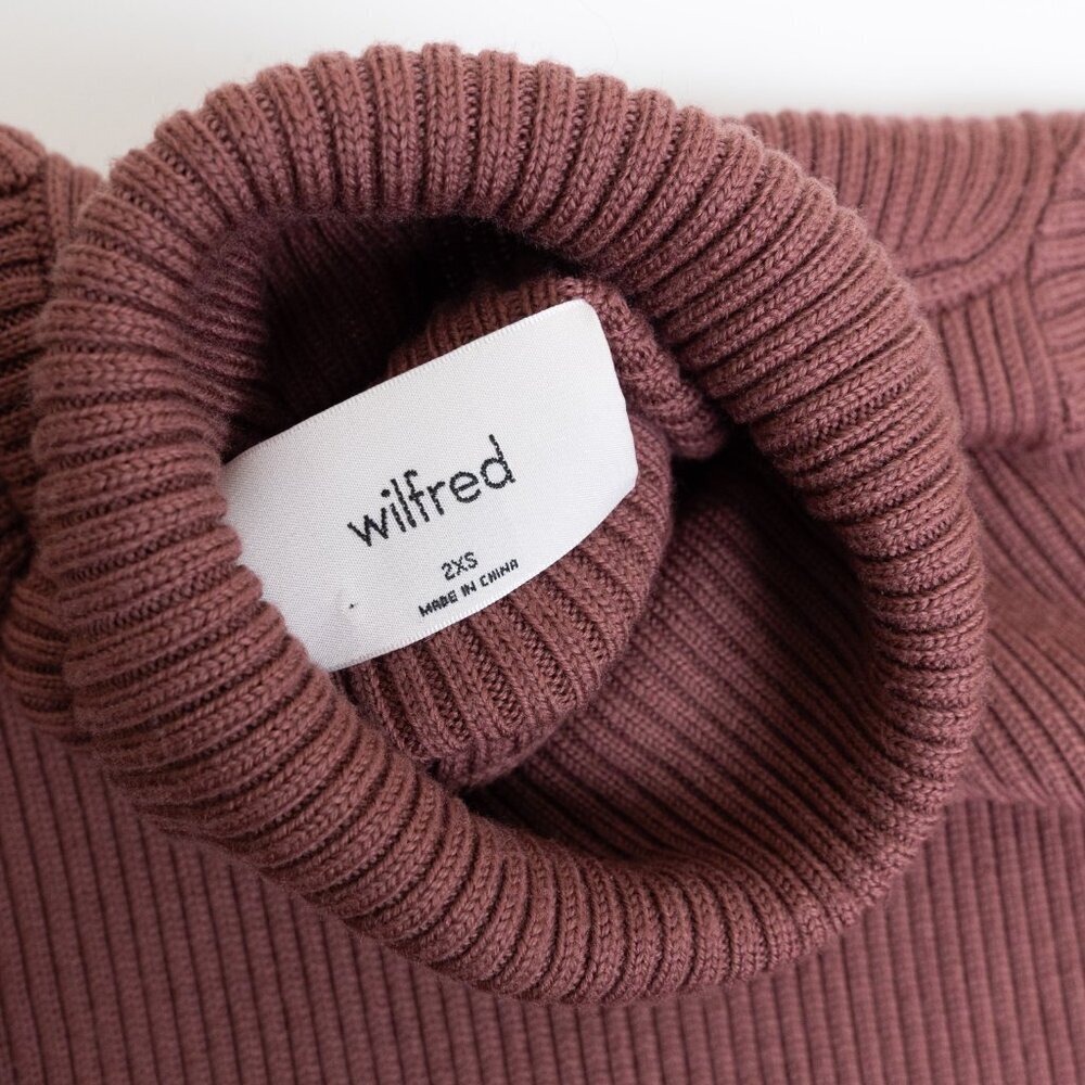 Aritzia Merino Wool Turtleneck Sweater Dress Tunic Soft Warm Rebecca Rose Pink - Picture 5 of 12